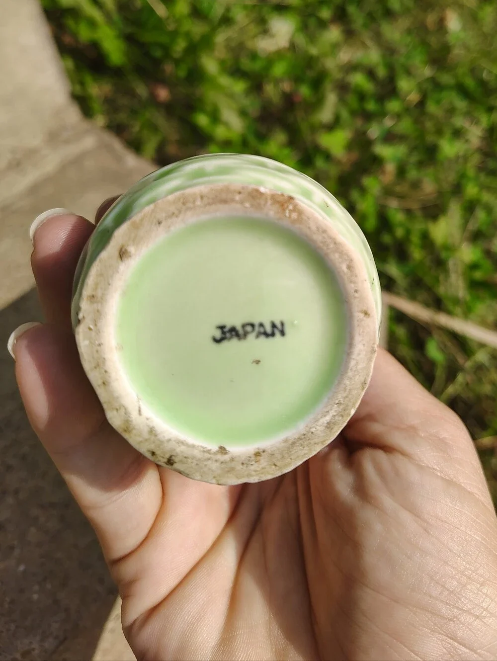 Vintage Japanese Ceramic Bud Vase Light Green Basketweave Weave Pattern Japan